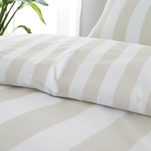 Bijela/bež posteljina za krevet za jednu osobu 135x200 cm Cove Stripe – Catherine Lansfield