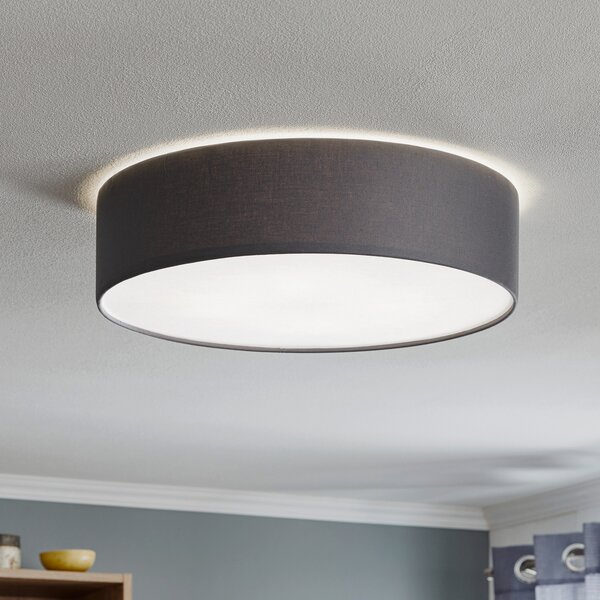 TK Lighting Rondo stropno svjetlo, siva, Ø 50 cm, prigušiva, Sivo, spavaća soba, Tkanina / tekstil