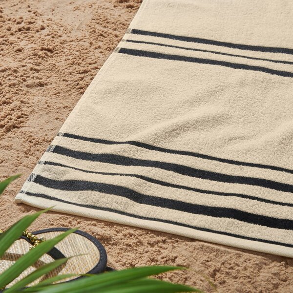 Bež ručnik za plažu 75x150 cm Banded Stripe – Catherine Lansfield