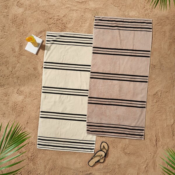 Bež ručnik za plažu 75x150 cm Banded Stripe – Catherine Lansfield