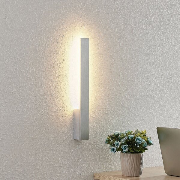 Arcchio LED zidna svjetiljka Ivano, visina 43 cm, brušeni aluminij, Metalik, Područje hodnika, Aluminij