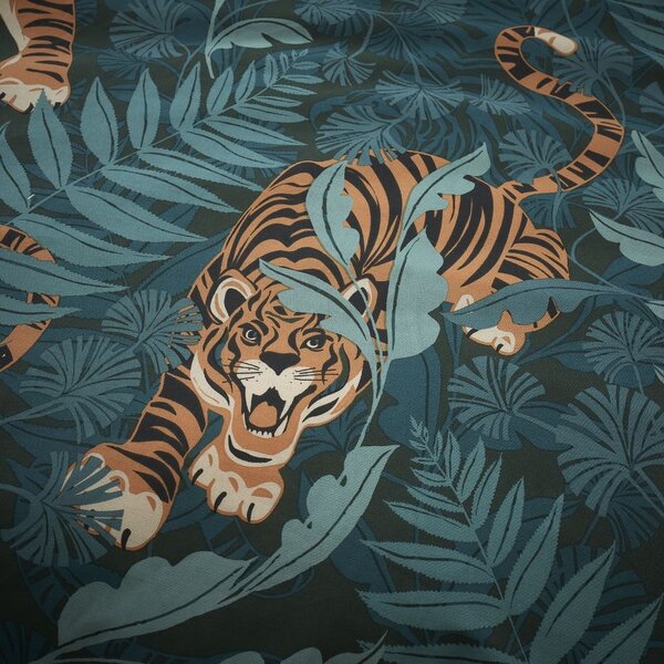 Zelena/smeđa posteljina za bračni krevet 200x200 cm Tropic Tiger Leaf – Catherine Lansfield