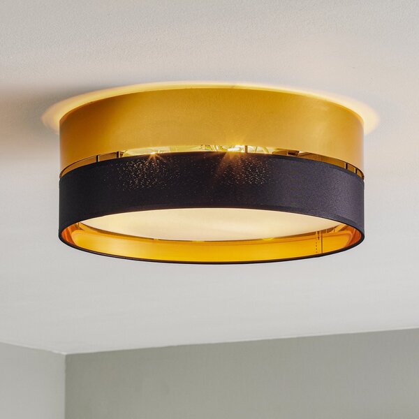 TK Lighting Stropna svjetiljka Hilton, crno/zlatna, Ø 45 cm, prigušiva, Crno, Dnevni boravak/blagovaonica, Metal