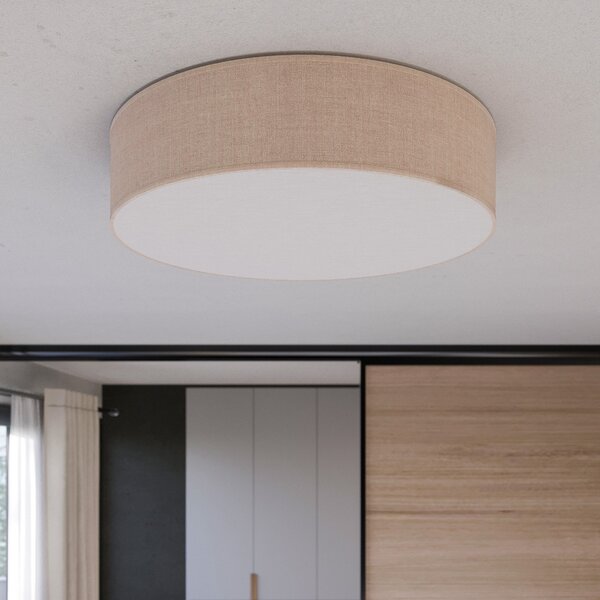 TK Lighting Rondo stropno svjetlo, bež, Ø 60 cm, prigušiva, Bež, spavaća soba, Tkanina / tekstil