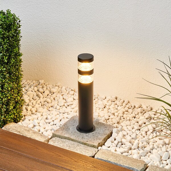Lindby LED svjetiljka na postolju Lanea, 40 cm, crna, nehrđajući čelik, IP44, Crno, Nehrđajući čelik