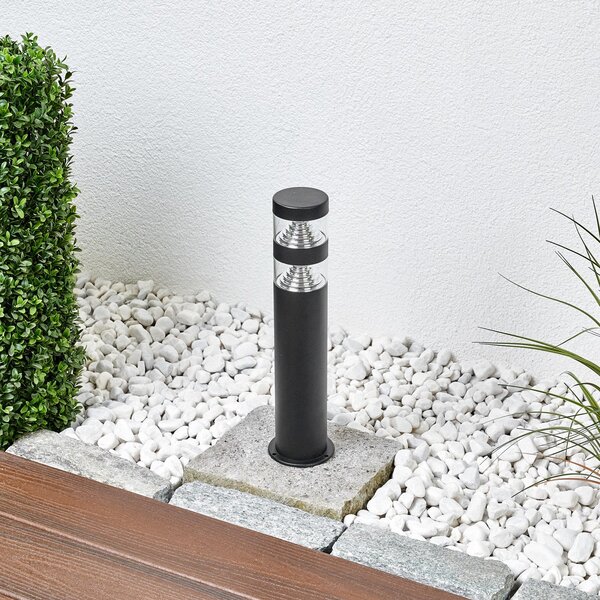 Lindby LED svjetiljka na postolju Lanea, 40 cm, crna, nehrđajući čelik, IP44, Crno, Nehrđajući čelik