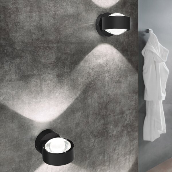 Top Light Puk Mini Wall, G9, stakla prozirna, mat crna, prigušiva, Crno, Dnevni boravak/blagovaonica, Metal