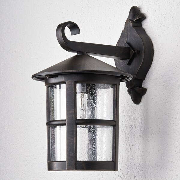 Lindby zidna svjetiljka Florentine, 35 cm, u boji hrđe, aluminij, IP44, prigušiva, Smeđa / hrđa, Metal