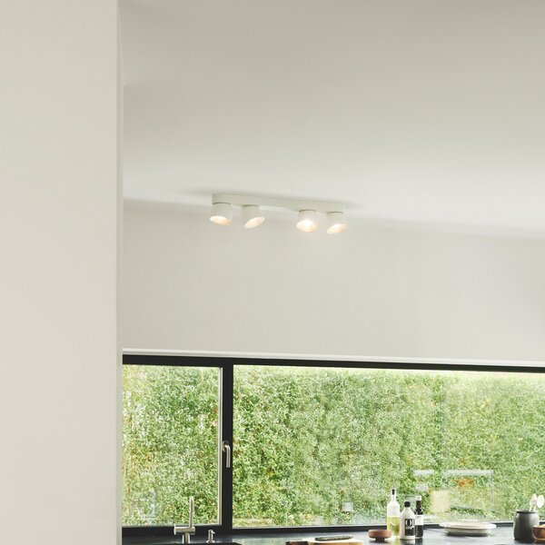 Nordlux Downlight Pitcher, bijela/srebrna, 4 svjetla, metal, GU10, prigušiva, Bijela, Dnevni boravak/blagovaonica, Metal