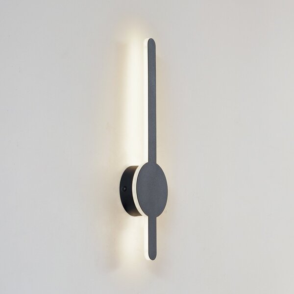 Lindby LED zidna svjetiljka Borian, crna, aluminij, 40 cm, Crno, Dnevni boravak/blagovaonica, Plastika