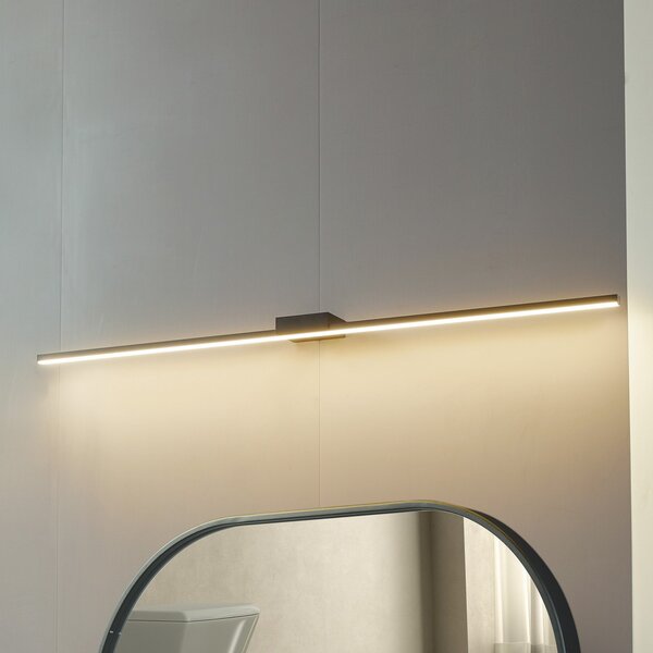 Lucande LED lampa za ogledalo Kivana, crna, metal, 120cm IP44, Crno, kupaonica, Aluminij