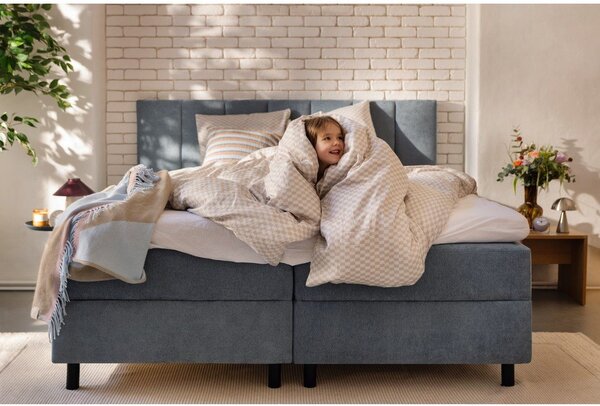 Plavi boxspring krevet s prostorom za odlaganje 160x200 cm Elva Bold Line – Bonami Selection