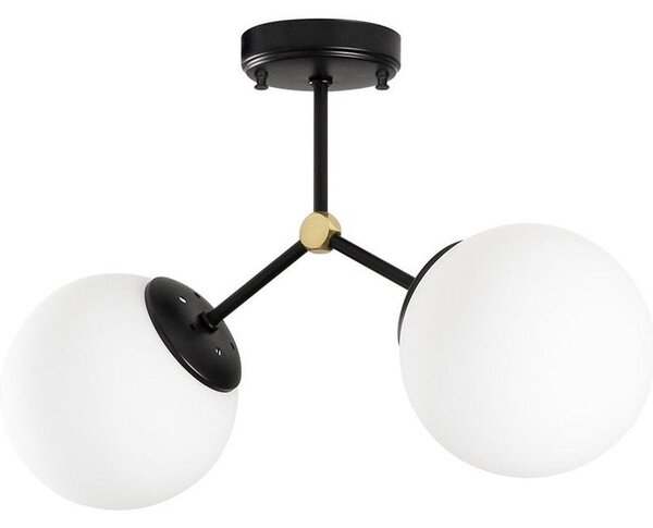 Crno-bijela stropna svjetiljka sa staklenim sjenilom 15x44 cm Damar – Opviq lights