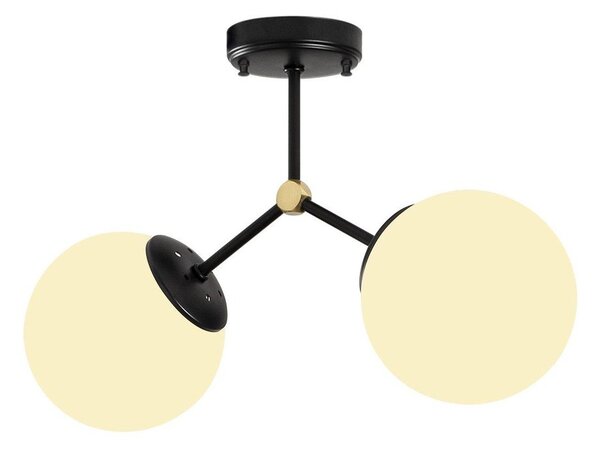 Crno-bijela stropna svjetiljka sa staklenim sjenilom 15x44 cm Damar – Opviq lights