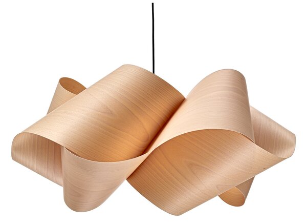 LZF LAMPS viseća lampa Swirl, boja bukve/nikla, Ø 54 cm, drvo, prigušiva, Drvo, Dnevni boravak/blagovaonica, Drvo