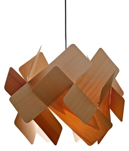 LZF LAMPS Escape viseća svjetiljka, boja bukve/nikla, Ø 30 cm, drvo, prigušiva, Drvo, Dnevni boravak/blagovaonica, Drvo