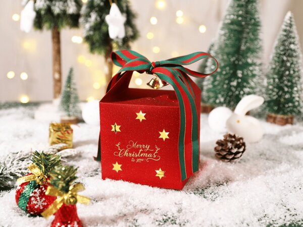 Božićna darovna kutija MERRY CHRISTMAS 10x10 cm, crvena