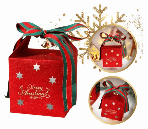 Božićna darovna kutija MERRY CHRISTMAS 10x10 cm, crvena