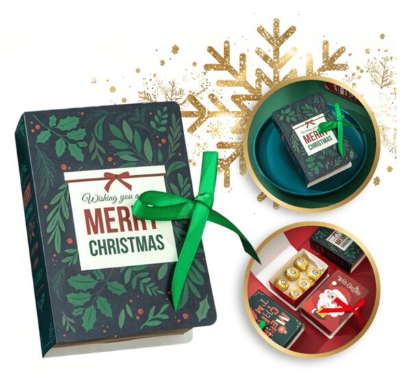 Božićna poklon kutija MERRY CHRISTMAS 13x9 cm, zelena