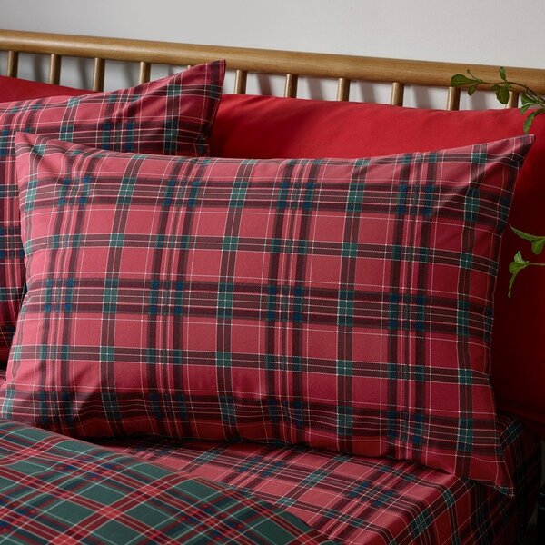Crvena/tamno zelena posteljina za krevet za jednu osobu 135x200 cm Tartan Check – Catherine Lansfield