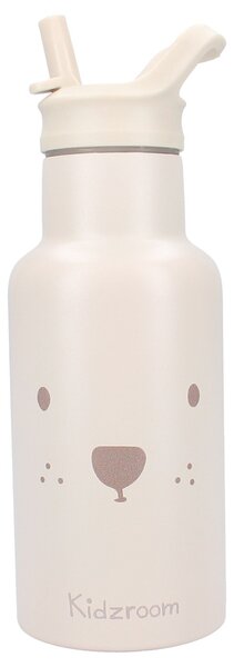 Kidzroom dječja boca za vodu Beary Excited 350 ml - bež, s slamkom