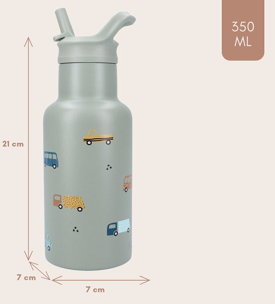 Kidzroom boca za vodu Sweet Cuddles 350 ml - zelena s autićima