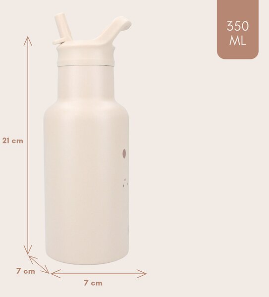 Kidzroom dječja boca za vodu Beary Excited 350 ml - bež, s slamkom