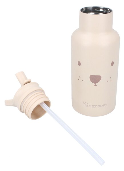 Kidzroom dječja boca za vodu Beary Excited 350 ml - bež, s slamkom