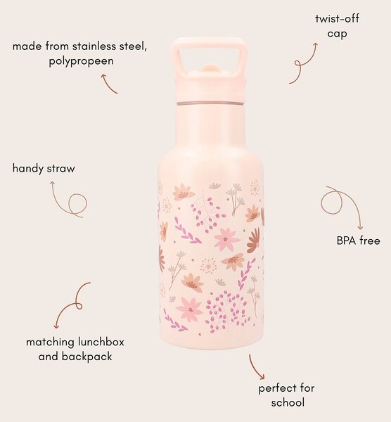 Kidzroom boca za vodu Enchanted Memories 350 ml - ružičasta dječja bočica sa slamkom