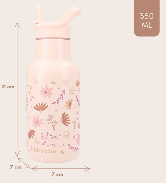 Kidzroom boca za vodu Enchanted Memories 350 ml - ružičasta dječja bočica sa slamkom