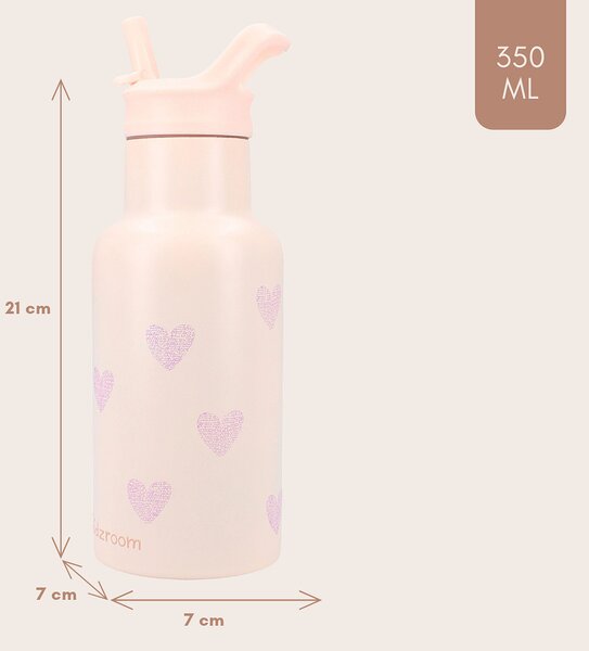 Kidzroom boca za vodu Magical Meadows 350 ml - ružičasta dječja termo boca sa slamkom