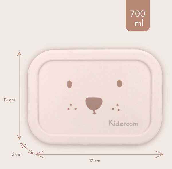 Kidzroom silikonska kutija za užinu Beary Excited - bež, 3 pretinca