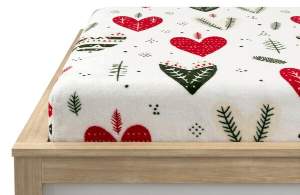 Plahta od mikroplyša WINTER HEARTS 90x200 cm šarena