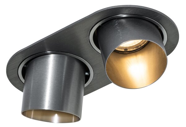 Set od 6 ugradbenih reflektora metalno sive boje GU10 50mm 2-svjetla - Installa