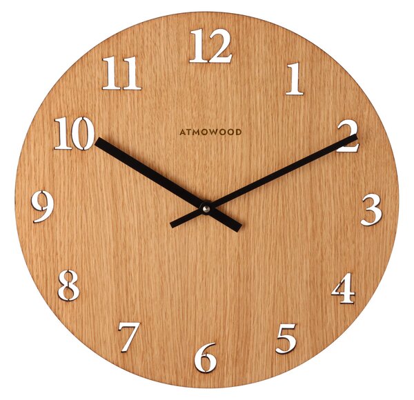 ATMOWOOD sat s numeričkim brojčanikom hrast 34 cm - crne kazaljke