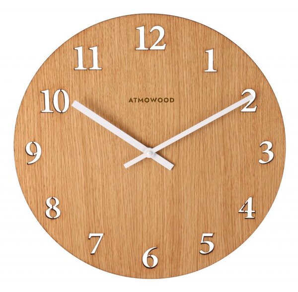 ATMOWOOD sat s numeričkim brojčanikom hrast 34 cm - bijele kazaljke