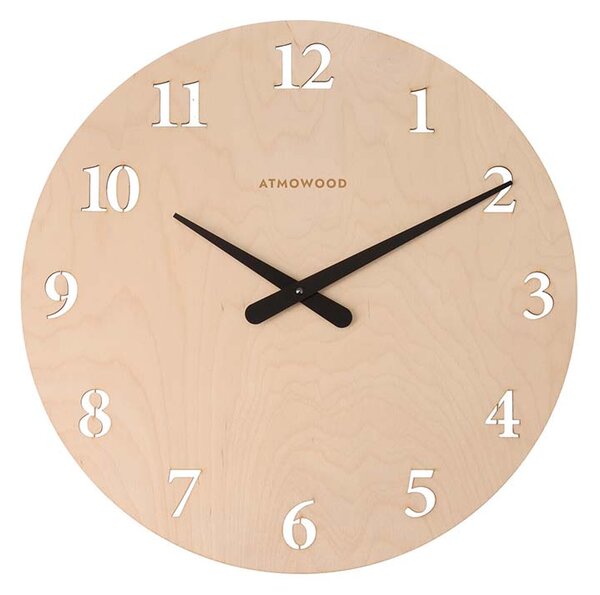 ATMOWOOD sat s numeričkim brojčanikom breza 50 cm - crne kazaljke
