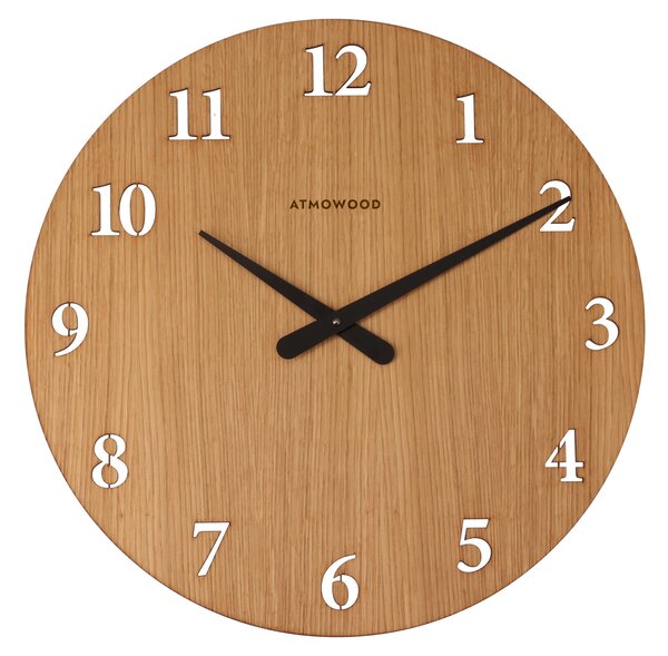 ATMOWOOD sat s numeričkim brojčanikom hrast 50 cm - crne kazaljke