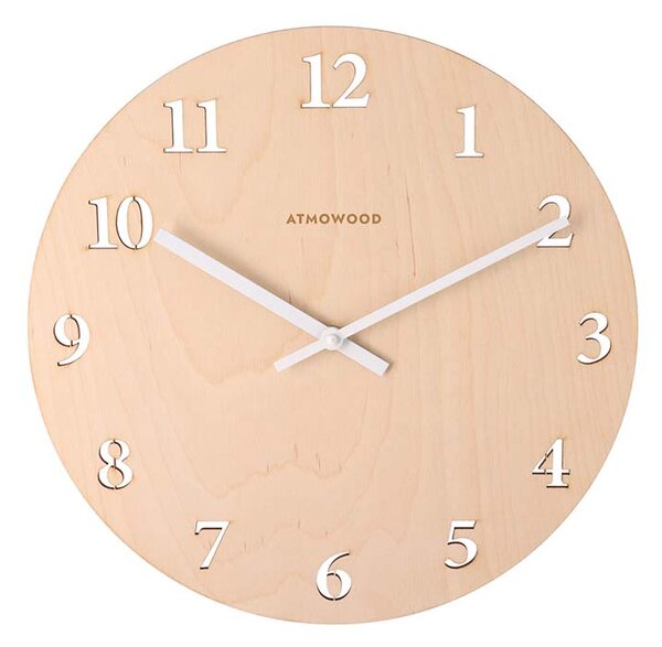 ATMOWOOD sat s numeričkim brojčanikom breza 34 cm - bijele kazaljke