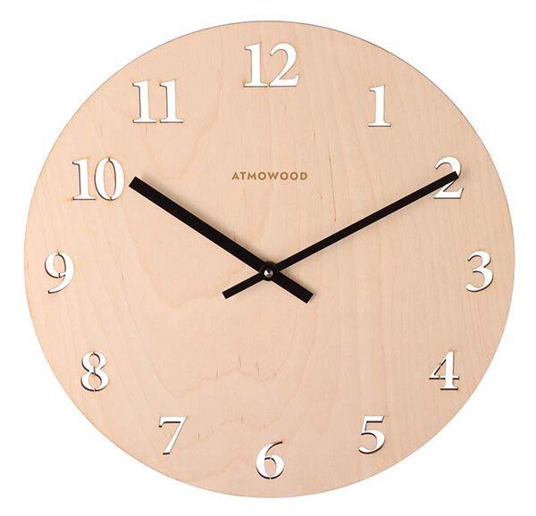 ATMOWOOD numerički sat od breze 34 cm - crne kazaljke