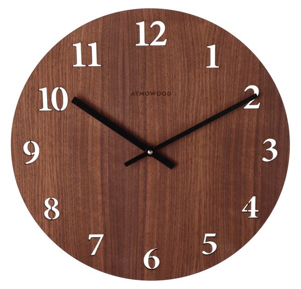 ATMOWOOD sat s numeričkim brojčanikom orah 34 cm - crne kazaljke