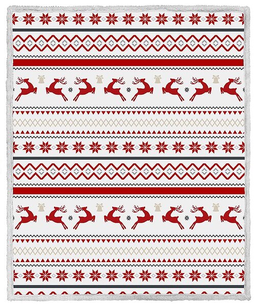 Božicna bijela janjeca deka od mikropliša RETRO CHRISTMAS Dimenzije: 160 x 200 cm