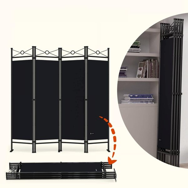 Sklopivi pregradni paravan 180 x 163 cm Crno