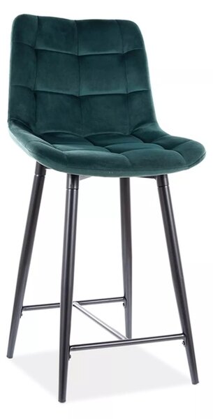 Barska stolica CHIC VELVET s crnim nogama, tamnozelena