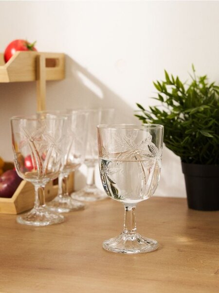 Sinsay - Set čaša za vino s reljefnim uzorkom palmi 4 pack