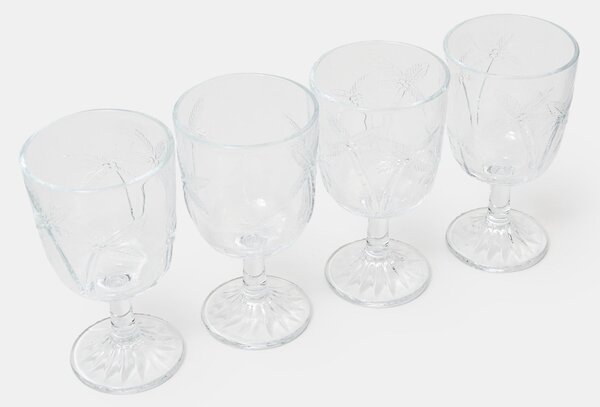 Sinsay - Set čaša za vino s reljefnim uzorkom palmi 4 pack