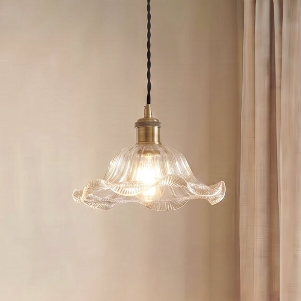 Lindby Ludowika viseća lampa, prozirna, staklo, Ø25cm, E27, prigušiva, Providna, Dnevni boravak/blagovaonica, Staklo