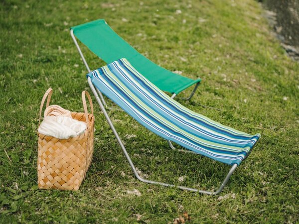 Set 2 kom sklopivih ležaljki za plažu SAND, plavo-bijele