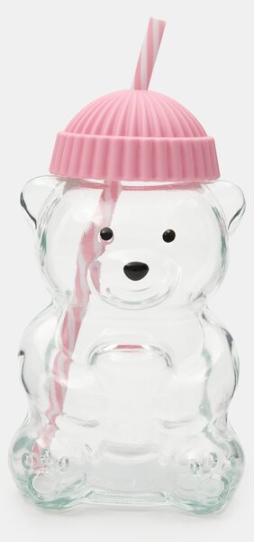 Sinsay - Staklena šalica u obliku medvjedića sa slamkom i poklopcem