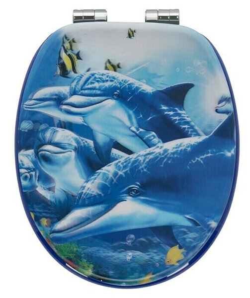 Poseidon WC daska Sea Life 3D (MDF, Plave boje, Samospuštajuća)